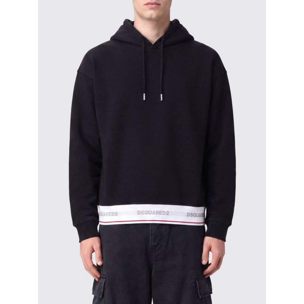 Dsquared2 Men Dsquared2 Relaxed Fit Jacquard Logo Cotton Hoodie
